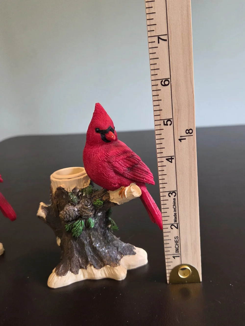 Set of 2 Hobby Lobby Red Cardinal Resin Candle Holders Christmas Winter Decor 5